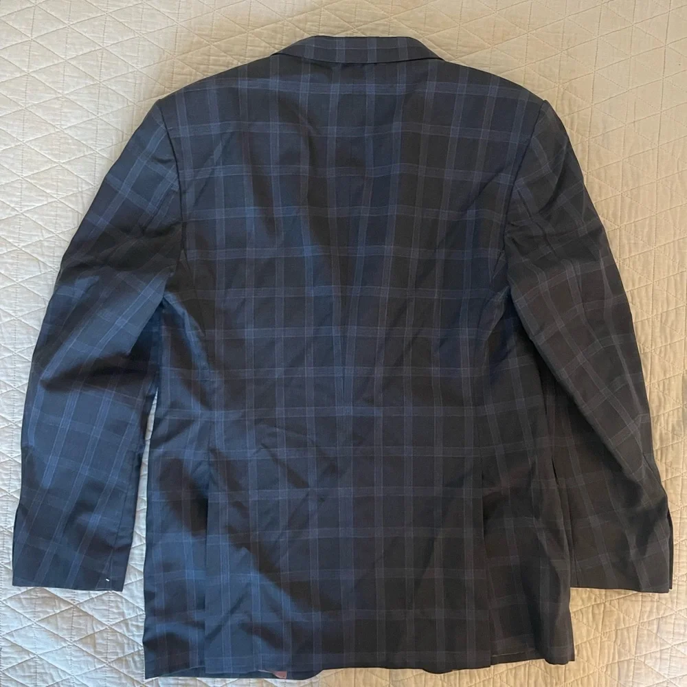 Ben Sherman Shadow Check Plaid Wool Suit Jacket in Charcoal Size‎ 44 L